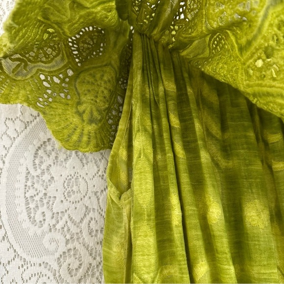 Soft Surroundings Chartreuse Eyelet Senorita Dress - Picture 6 of 12